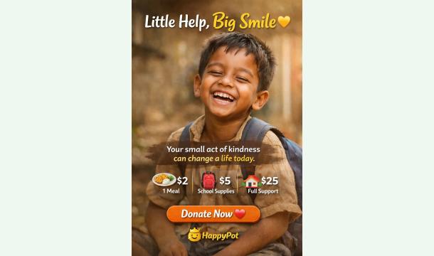 Cover 💛 Your small donation can create a big smile.