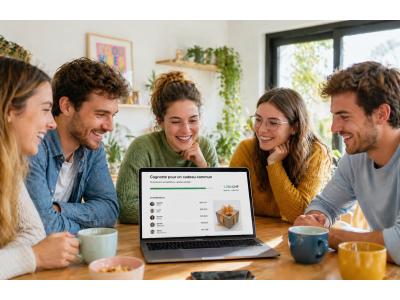 Gruppe in der Schweiz wählt ein gemeinsames Geschenk über eine Sammelkasse mit internationalen Beiträgen