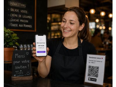  Personne recevant des tips et pourboires en ligne depuis sa communauté digitale en Suisse