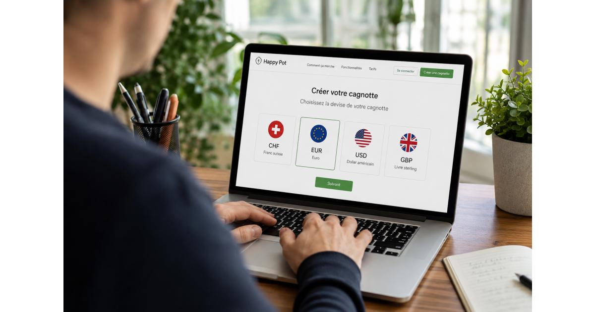  Creating an online money pot in CHF, EUR, USD and GBP with Happy Pot for collections in Switzerland and internationally.