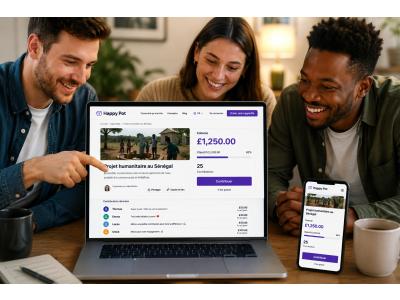 Personnes participant à une cagnotte en ligne en livres sterling sur Happy Pot pour financer un cadeau commun ou un projet international.