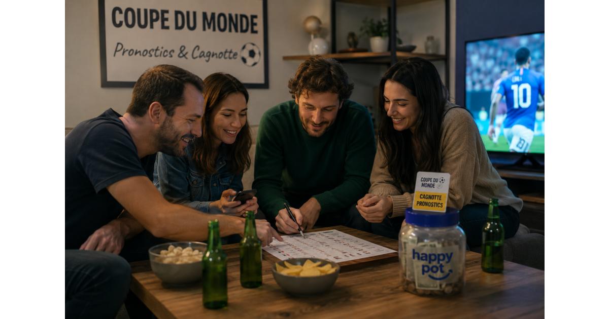 Freunde nehmen an einem WM Tippspiel mit einem Happy Pot Online-Sammeltopf teil