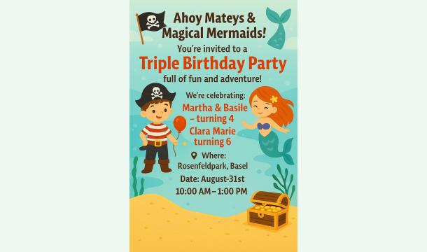 Cover Triple Birthday Party - Martha, Clara Marie and Basile