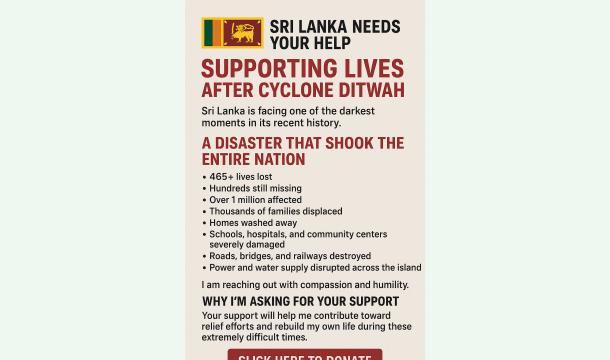 Cover Sri Lanka Needs Your Help: Supporting Lives After Cyclone Ditwah