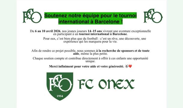 Cover Fc Onex - Juniors C - tournois à Barcelone 