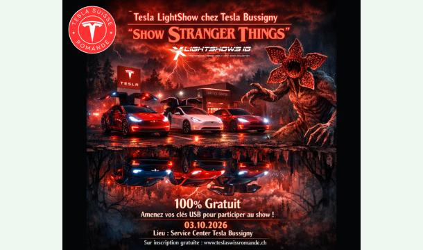Cover Soutien Tesla LightShow Stranger Things Bussigny 03.10.2026