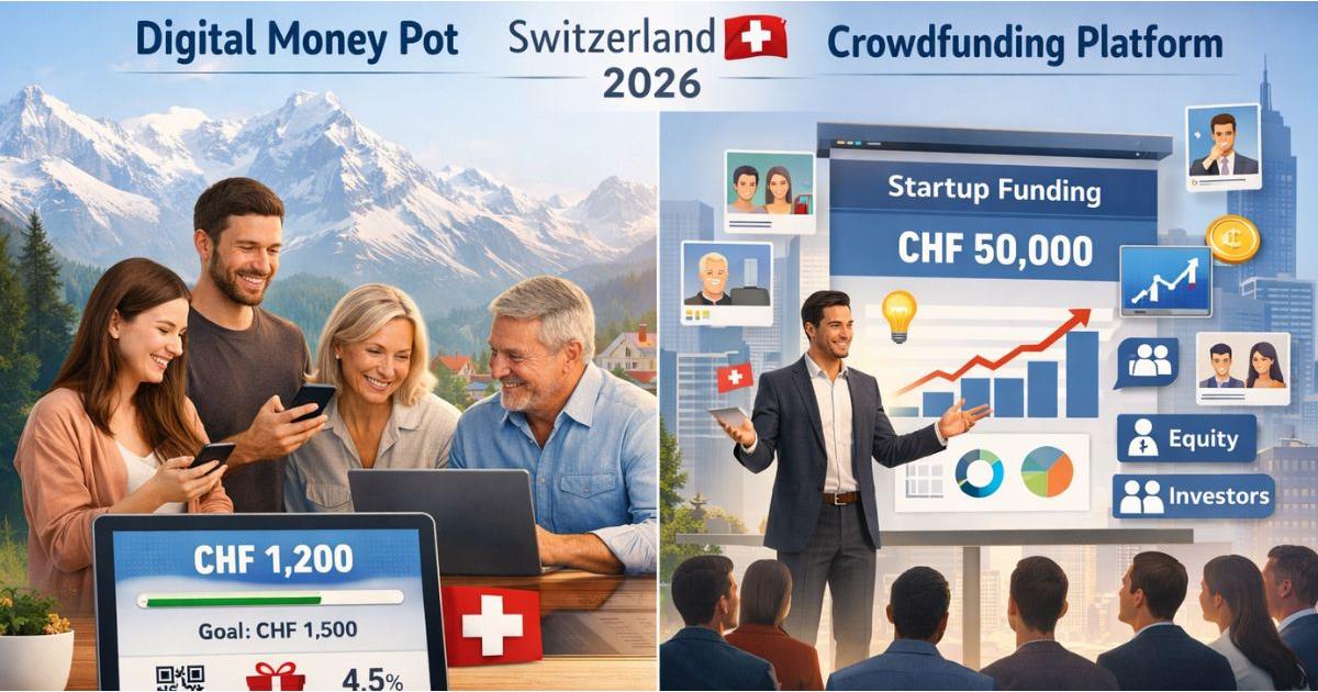 Comparison of digital money pots vs crowdfunding platforms in Switzerland 2026 by Happy Pot.
